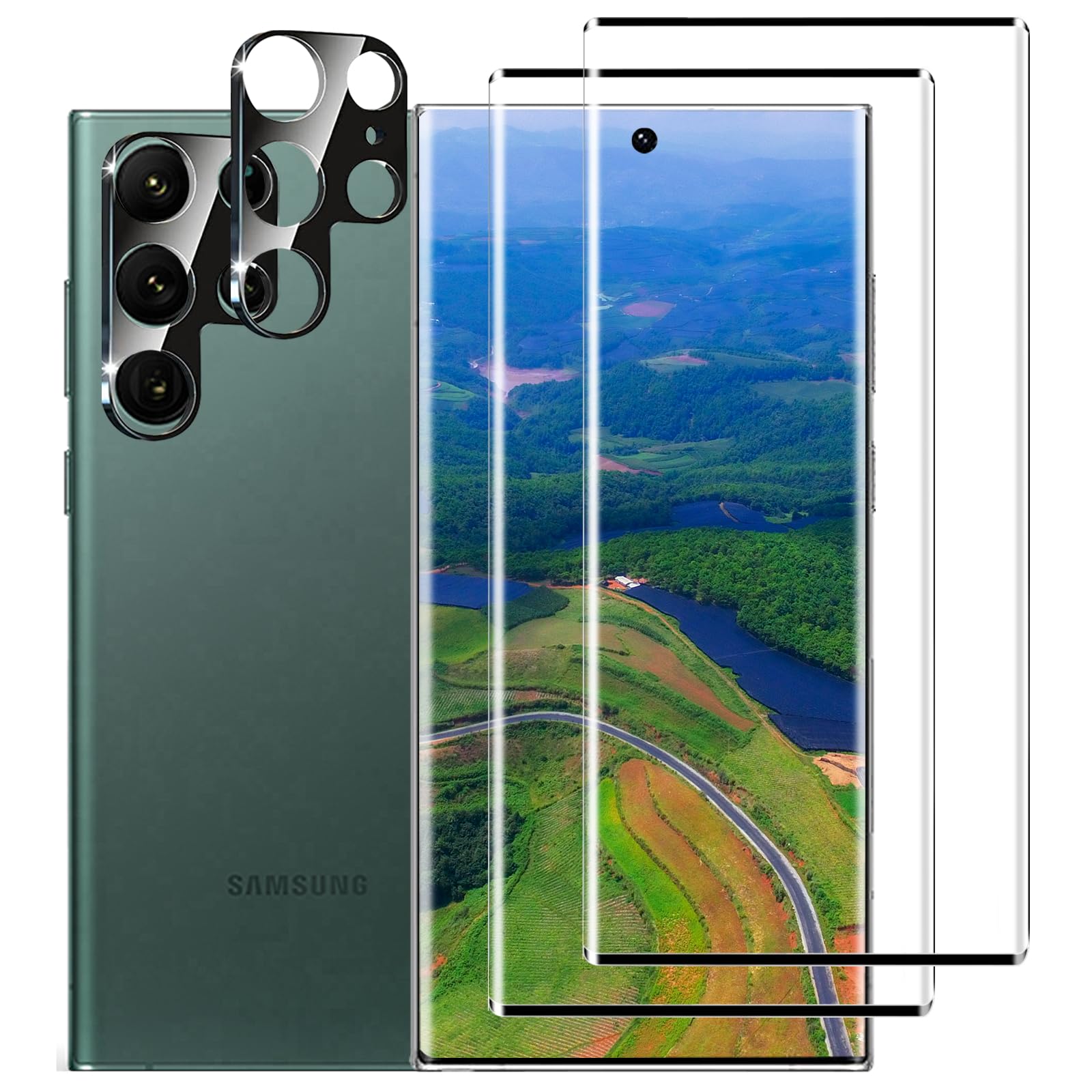 Photo 1 of [2+2 Pack] Glass Privacy Screen Protector for Samsung Galaxy S23 Ultra 5G, 9H Tempered Glass, Ultrasonic Fingerprint Compatible,HD Clear Anti-Spy Film for Galaxy S23 Ultra Glass Screen Protector