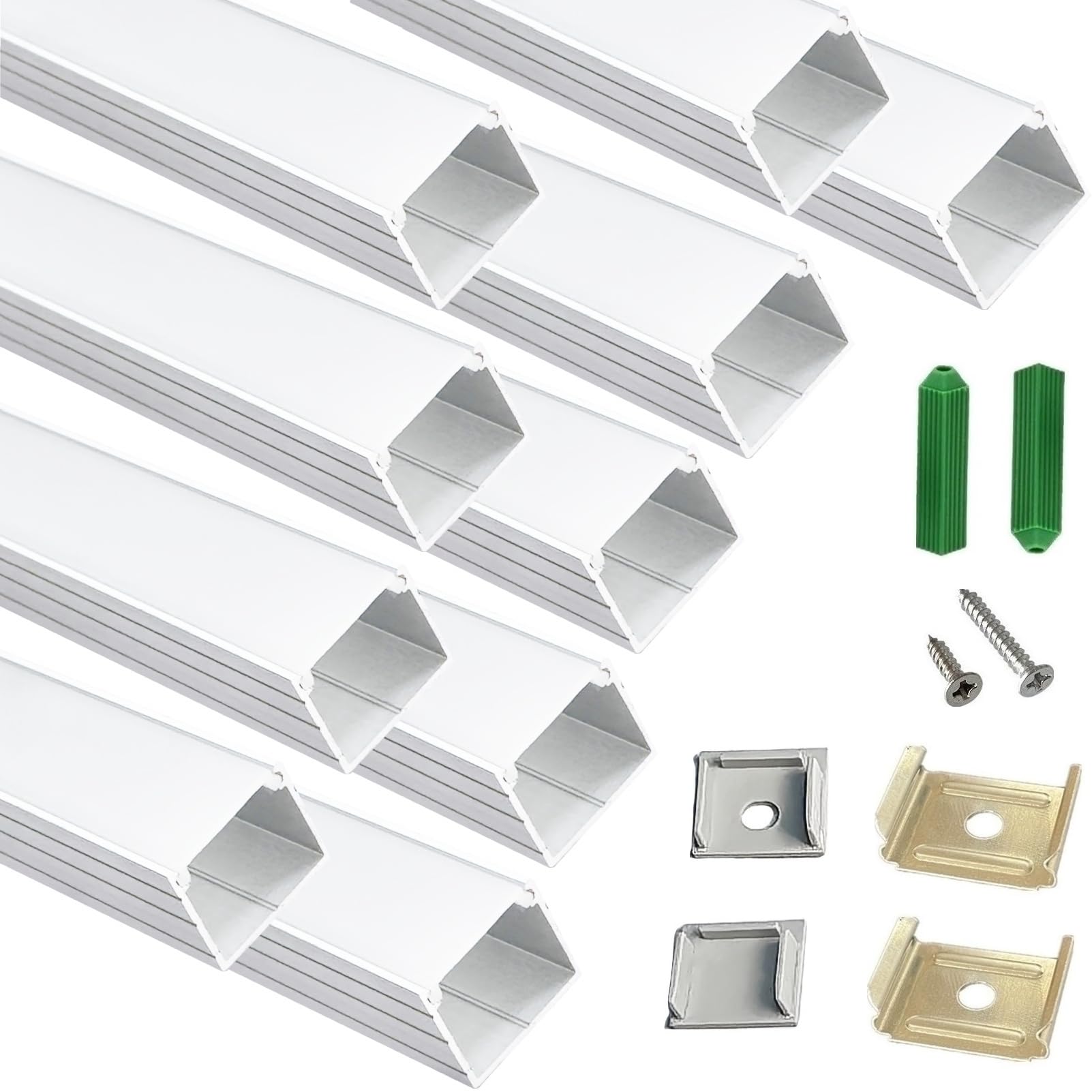 Photo 1 of THMOOTHER 10-Pack 6.56FT LED Strip Channel Diffuser Fitted for Hue Plus ,Plus-Size Surface Mounted 0.6'' Deep Tape Light Aluminum U Track with Spotless Flat Milky Cover .