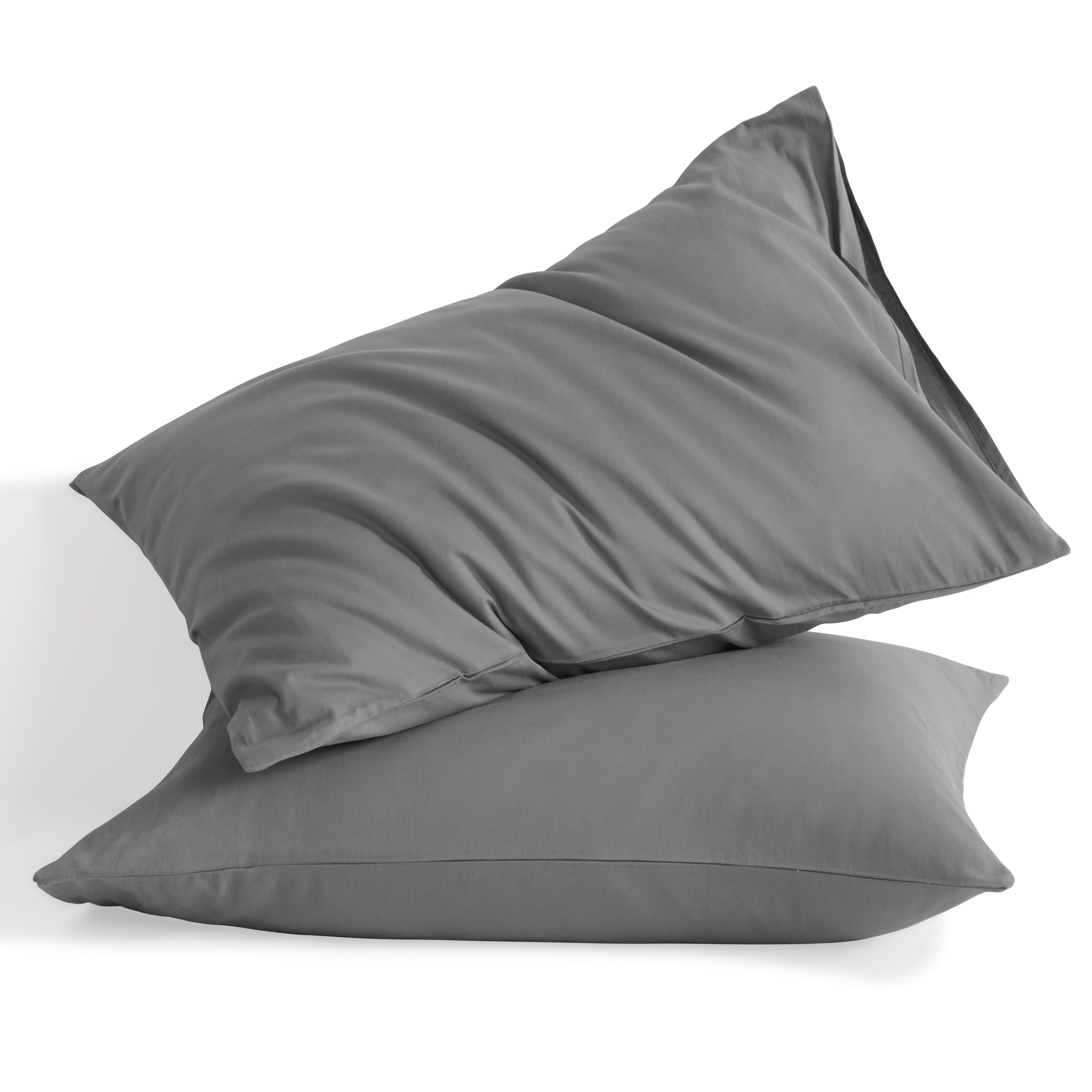 Photo 1 of NTBAY Standard Cotton Pillowcases - Envelope Closure 20x26 Pillowcases Set of 2, Breathable and Soft Bed Pillow Cases, Grey