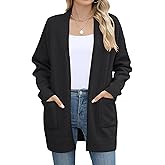Micoson Women's Long Sleeve Open Front Knit Cardigan Sweaters 2025 Casual Loose Jacket Coat with Pockets