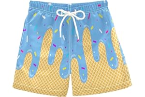 SLHKPNS Ice Cream Boy Swim Trunks Waffle Or Cone Quick Dry Bathing Suit Swimsuit,Toddler Beach Board Shorts 2-16Years