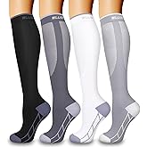 4 Pairs Compression Socks for Women and Men-Circulation Best Support Socks for Running,Athletic,Cycling