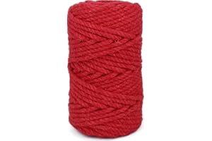 Leecogo 4.5mm Jute Rope 100 Feet Natural Craft Rope Twine String Perfect for Home Gardening Macrame Arts Crafts DIY Cat Scratching Post Replacement Repairing Recovering Cats Toy Making,Red