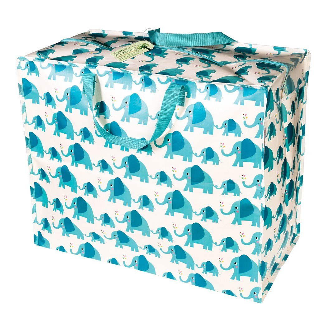 REX LONDON Elvis the Elephant Print Large Storage Bag with Zip - Strong and Durable 55 x 48 x 28cm 70l