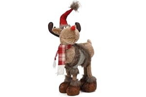 WOKEISE Reindeer Christmas Decoration Winter Holiday Deer Decor Gnome Plush for Home Indoor,Cute Rustic Xmas Moose Ornaments for Bedroom Tabletop Decor,Gift Idea,Grey