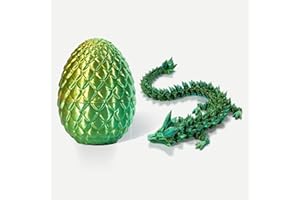 YILCER 3D Printed Dragon Eggs with Dragon Inside, Fully Articulated Crystal Dragon, Small Mystery Dragon Egg Fidget Toy Surprise, Mini Pye Dragon Egg (A-Laser Yellow Green+Egg)