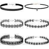 Gjinxi Choker Necklaces for Women, 6PCs Black Trendy Velvet Choker Necklace Set, Classic Gothic Tattoo Lace Choker for Teenagers Ladies, Adjustable Choker Collar Jewelry for Women