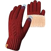 ARFNKIM Thermal Winter Gloves-Fleece Lining Touch Screen Knit Stretchy Warm Gloves for Running Cycling Riding- Men Women
