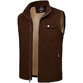 Rdruko Men's Winter Vest Outerwear Sherpa Lined Fleece Warm Cotton Work Casual Vest