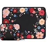 MOSISO Laptop Case 13.3 inch, 13-13.3 inch Laptop Sleeve Bag Compatible with MacBook Air/Pro 13/Pro 14 M5 M4 M3 M2 M1, HP Dell ASUS Lenovo,Neoprene Computer Sleeve Bag with Small Case,Ink Dyed Flowers