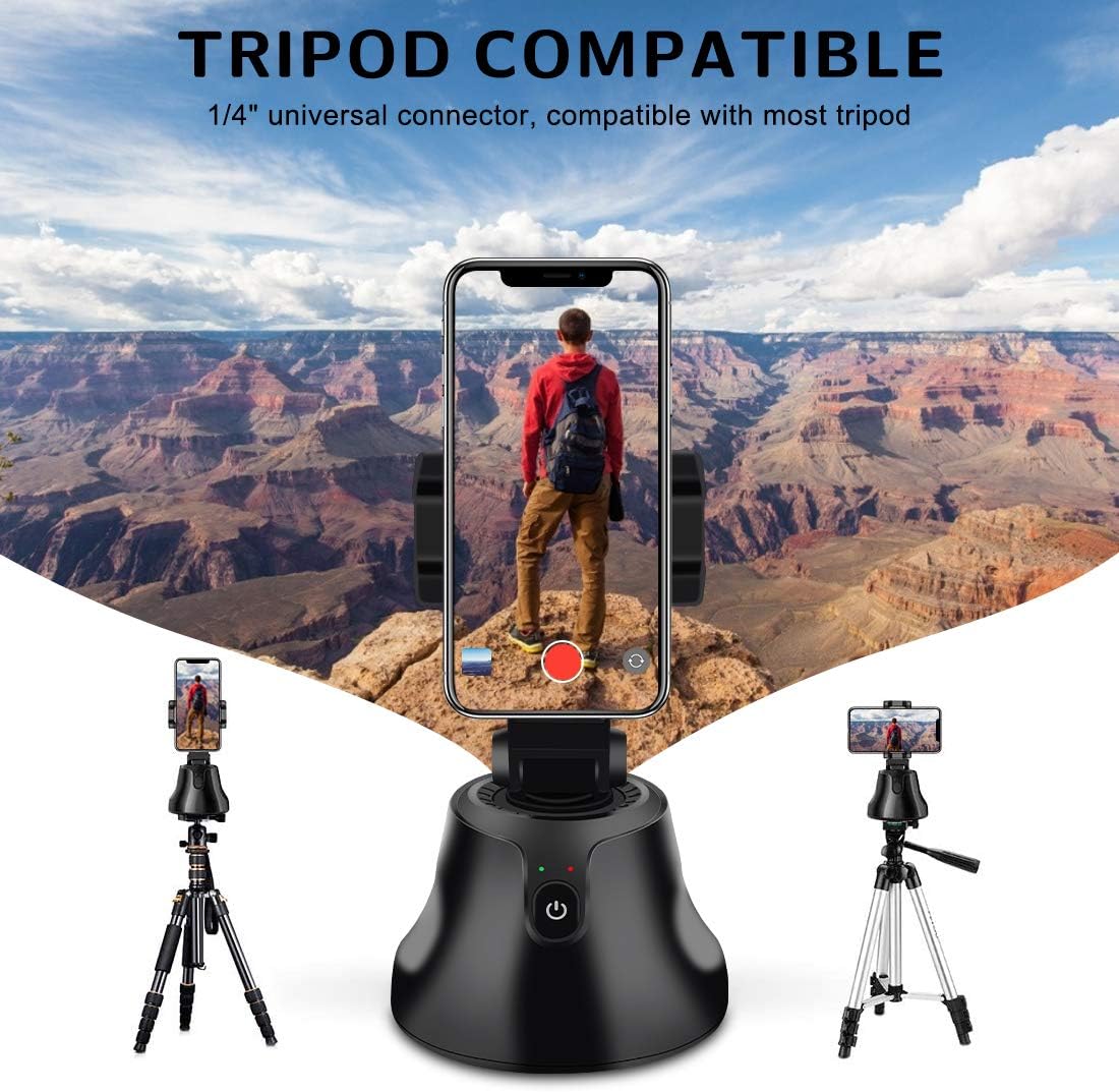 Smart Portable Selfie Stick,360°Rotation Auto Face Object Tracking Camera Tripod Holder Smart Shooting Cell Phone Camera Mount, Vlog Shooting Smartphone Mount Holder for All iPhone Android Phone: Camera & Photo