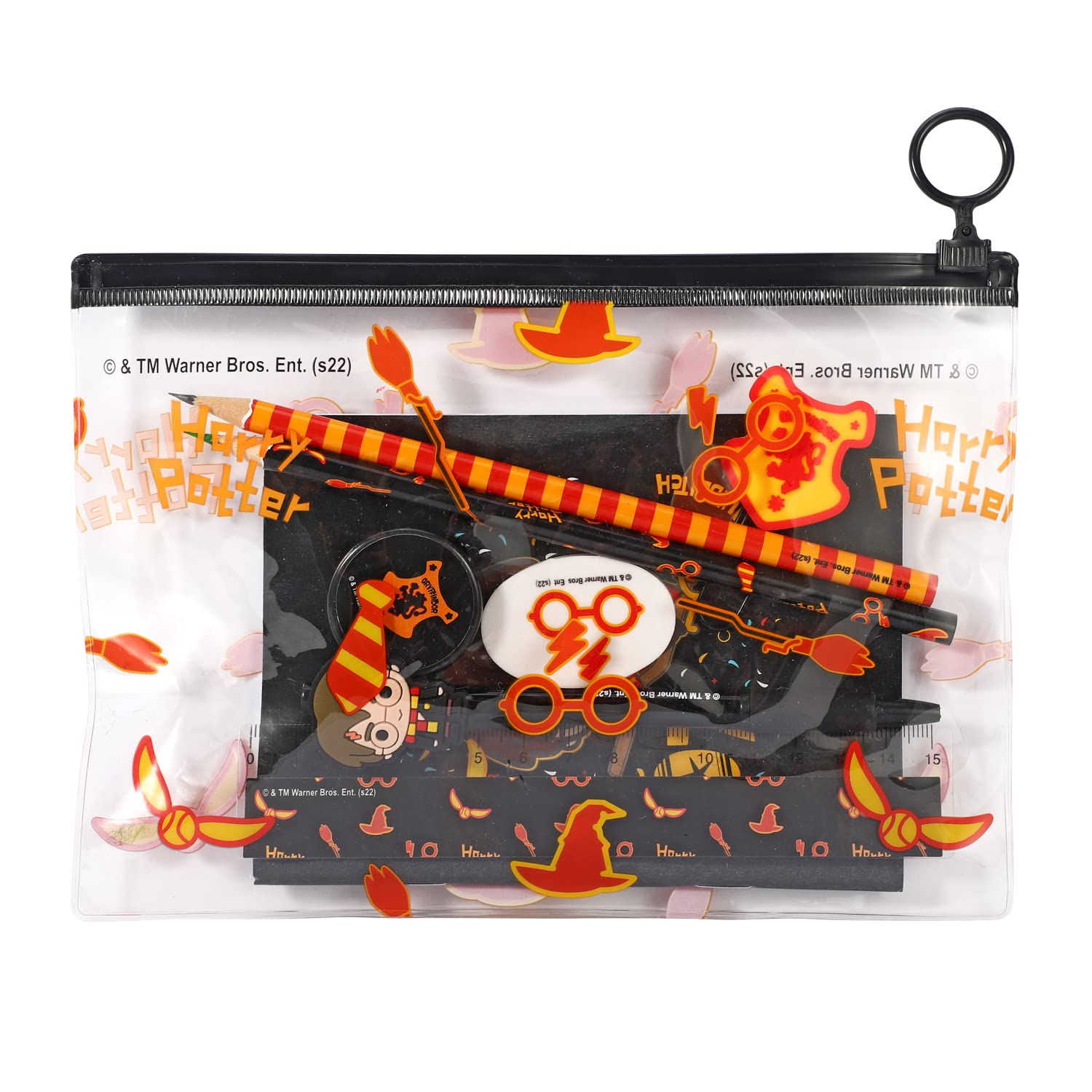 CERDÁ LIFE'S LITTLE MOMENTS Harry Potter 9pcs Transparent Filled Pencil Case Stationery Set Waterproof Boys Girls Kids Children School Travel Exam