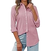 siliteelon Womens Button Down Shirt Linen Button Up Shirts for Women Long Sleeve Summer Shirt Collared Blouse Linen Tops
