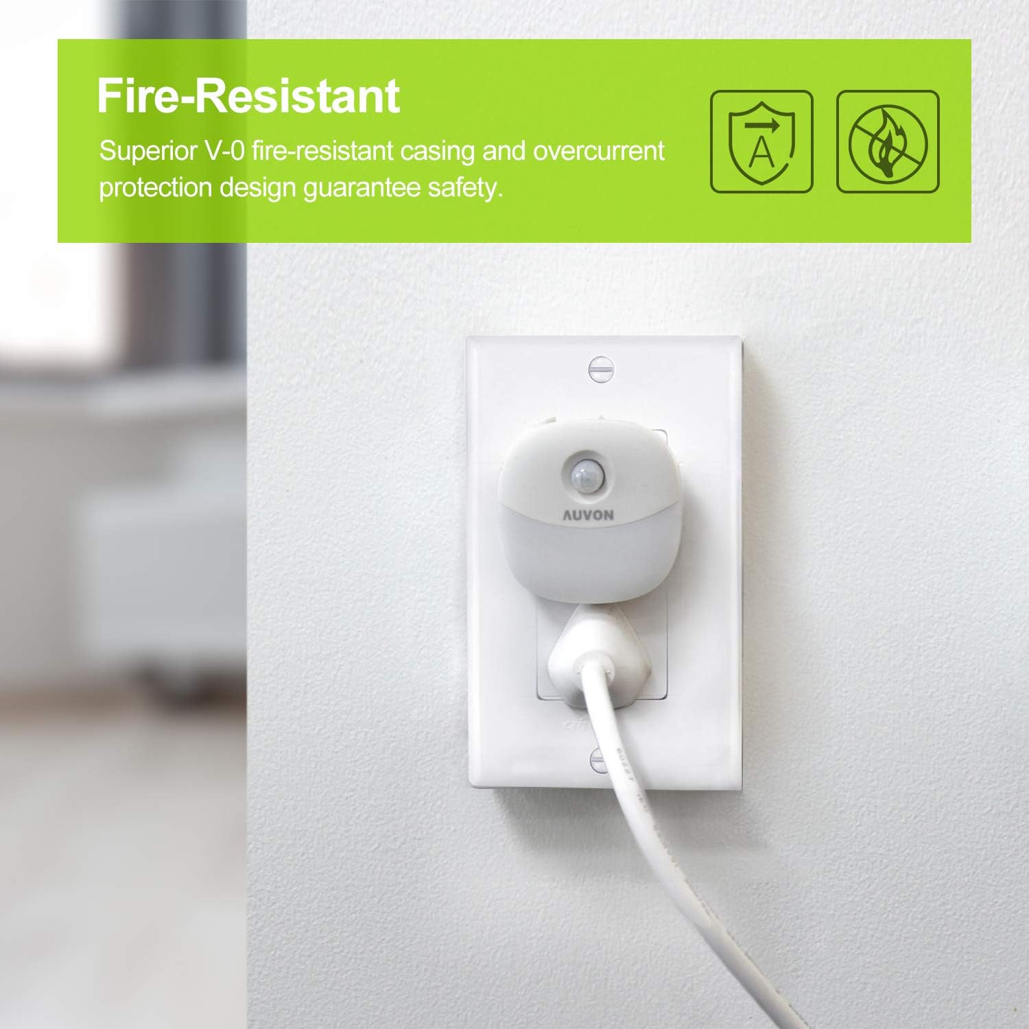 AUVON Plug-in LED Motion Sensor Night Light, Mini Warm White LED Nightlight with Dusk to Dawn Motion Sensor, Adjustable Brightness for Bedroom, Bathroom, Kitchen, Hallway, Stairs (4 Pack) - - 