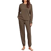 Ekouaer Womens Fleece Pajamas Sets Long Sleeve Lounge Set Jogger Sets 2 Piece Flannel Pjs Winter Sleepwear Loungewear