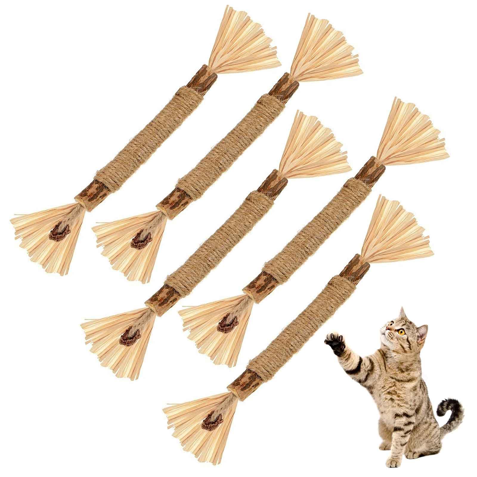 GWAWG 5PCS Silvervine Cat Toys, Cat Teeth Cleaning Chew Rope Sticks for Indoor Cats Kitten Adult