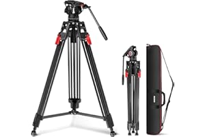 NEEWER 76" Video Camera Tripod with Fluid Head, One Step Quick Release Portable Tripod, Aluminum Heavy Duty Tripod Stand, Dua
