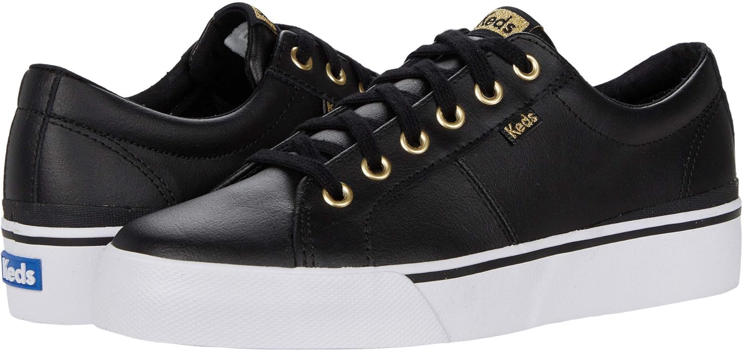 Keds Women's Jump Kick Duo Hidden Wedge Sneaker, Black/Gold, 8.5 Medium