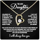 HUNCHBUY To My Daughter Necklace from Dad with Love and Strength Message Card, Heart Pendant Jewelry Gift, Father to Daughter Sentimental Present for Birthday Graduation Christmas Valentine