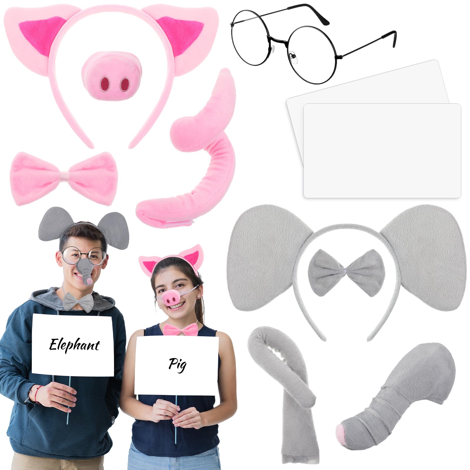 Photo 1 of Cotwinter 11 Pcs Halloween Elephant and Pig Costume Book Story Character Costume Accessories Include Ears Headband Snout