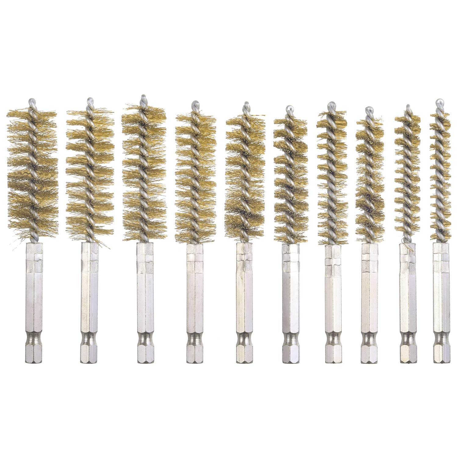 Photo 1 of WENORA 10 Pack Bore Brush for Drill, Brass Bore Brush Drill, Stainless Steel Bore Cleaning Brush Set 1/4 Inch Hex Shank for Power Drill Impact Driver