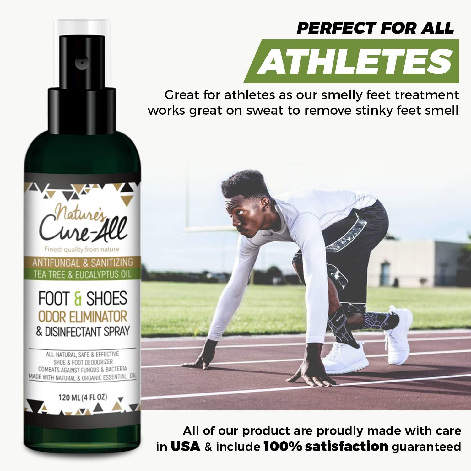 Odor Eliminator Foot & Shoe Sanitizer Spray 4Oz | Antibacterial Disinfectant Spray & Shoe Deodorizer Spray | 100% Natural Ingredients with Anti-fungal Tea Tree Oil | Made In USA: Health & Personal Care
