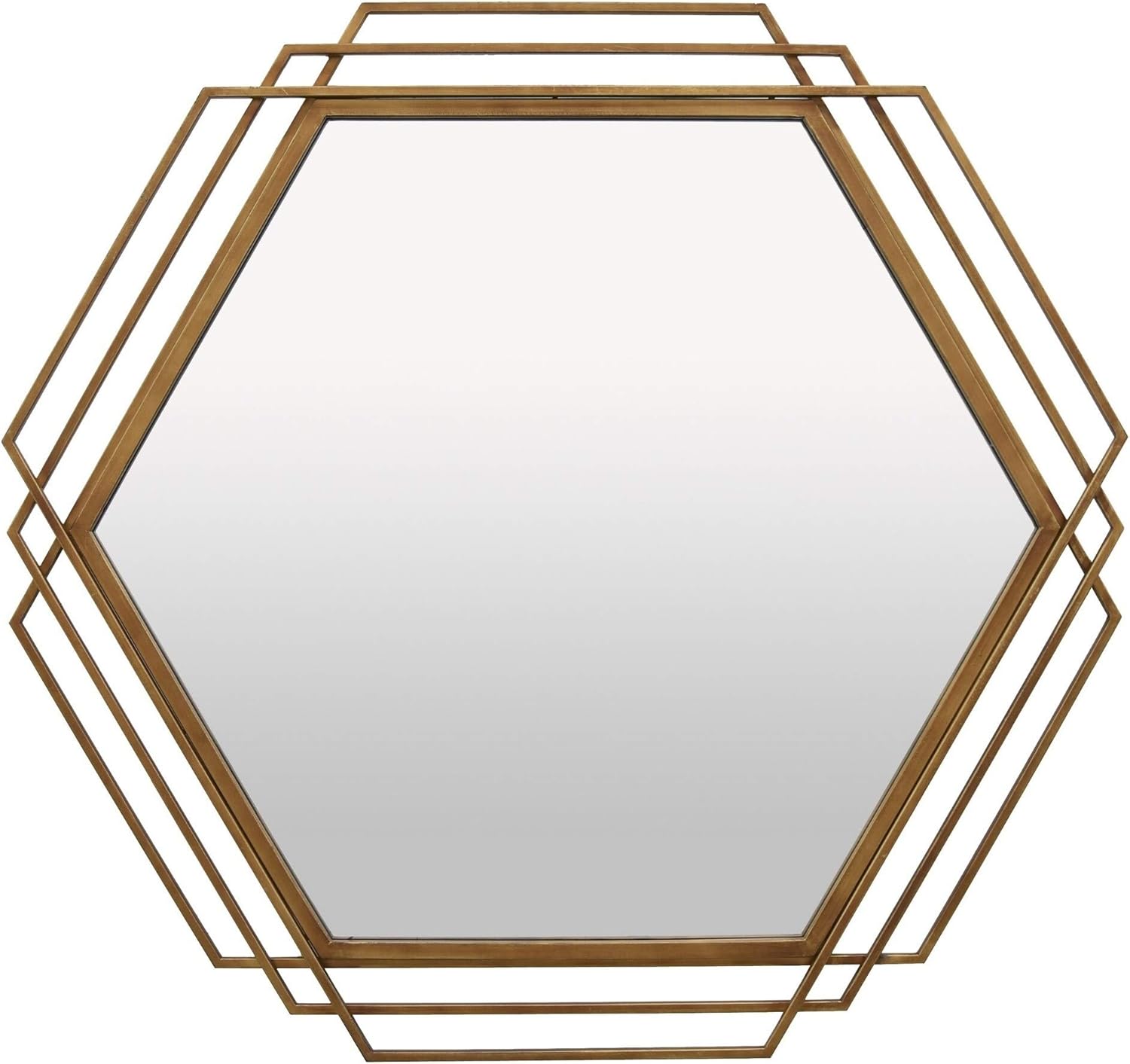 Metal Wall Mirror in Gold 32in L X 1in W 31in H Modern