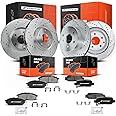 A-Premium Front & Rear Drilled and Slotted Disc Brake Rotors + Ceramic Pads Kit Compatible with Select Nissan and Infiniti Models - 370Z, 350Z, G37, G35, EX35, EX37, G25, M35, M45, Q40, 12-PC Set