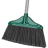 Broom Outdoor Indoor Commercial Broom with 50 inches Long Handle,Perfect for Home Courtyard Garage Kitchen Office Lobby Room Floor(Black)