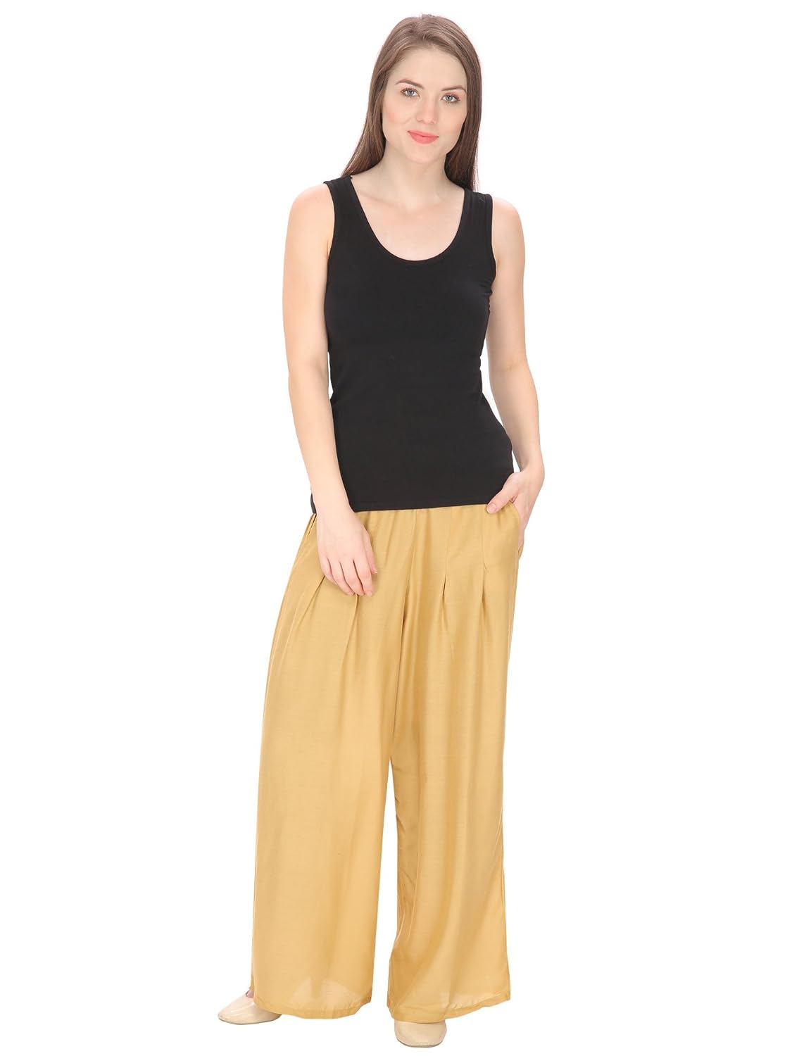 damen mode women rayon solid button palazzo pants