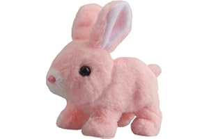 A-SZCXTOP Electronic Plush Rabbit Toys for for Toddlers Kids,Realistic Fun Bunny Interactive Pet Toys for Easter Christmas Birthday Gift (Pink)