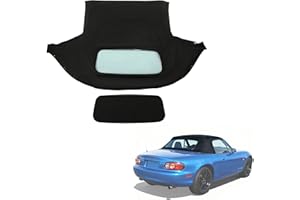 HECASA Convertible Soft Top Compatible with 1990-2005 Mazda Miata with Heated Glass Window, Replacement Soft Roof Black Cabrio Premium Grade Sailcloth Vinyl