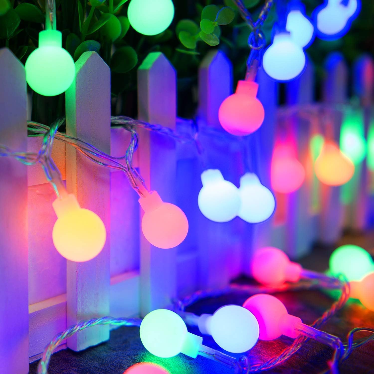 Ollny Globe String Lights 100 LED 33ft for Indoor Bedroom Wedding Party Outdoor Christmas Garden Decorations Bulb Fairy String Lights with Remote Plug in Multi Color