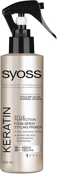Syoss Keratin Style Perfection Föhn-Spray Styling Primer, 3er Pack (3 x 150 ml)