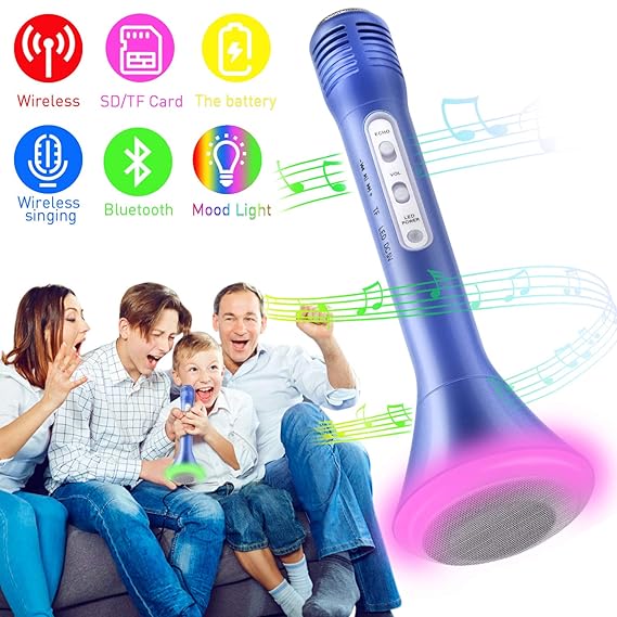 Bluetooth Karaoke Mikrofon, Portable Drahtlose Handmikrofon Lautsprecher Player Kabellos Mikrofon, Mikrofon Kinder für KTV Mu