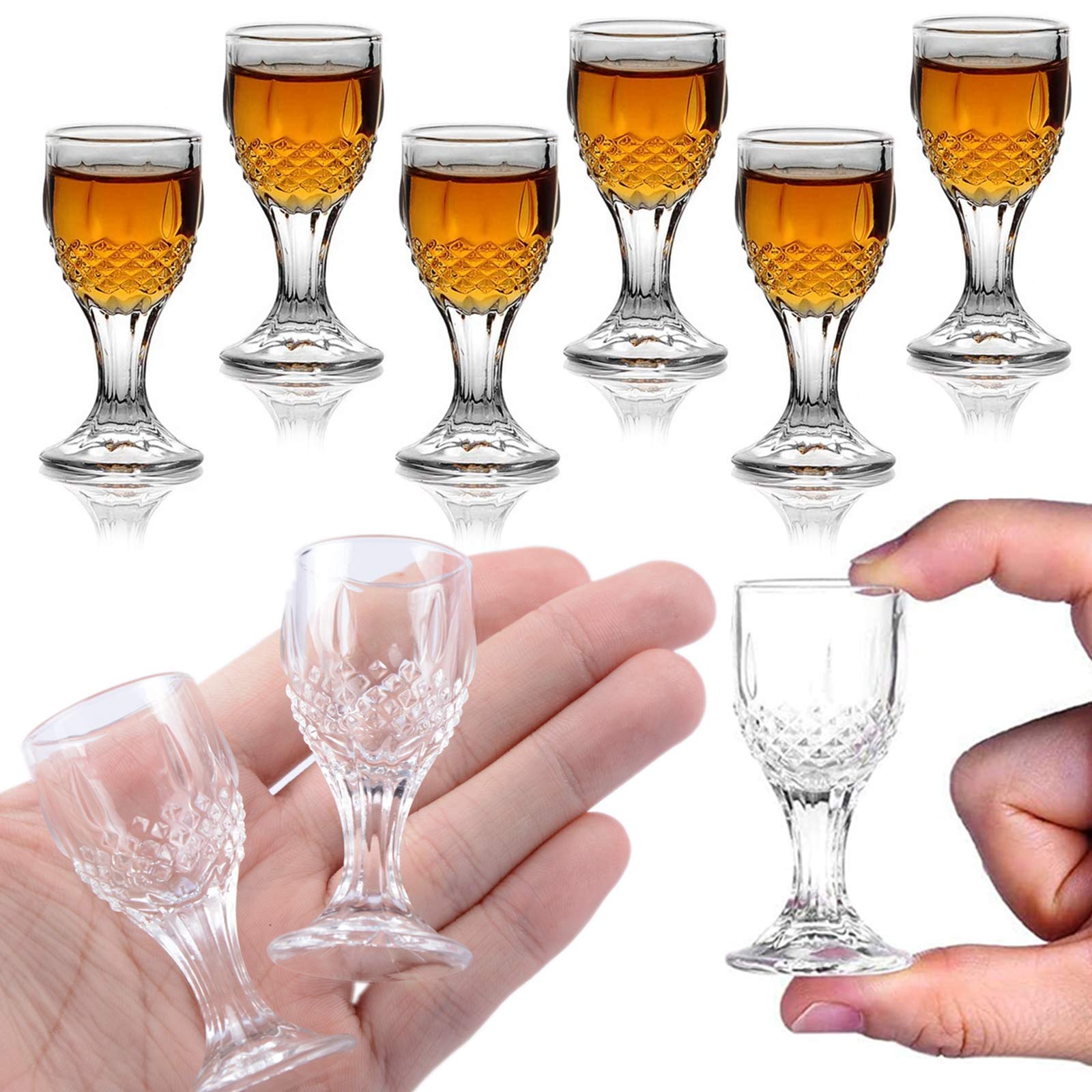 6PACK 12ml/0.5ounces Shot Glasses Baijiu Glass Mini Size Liquor Shot Glass Sake Glass Cup Chinese Wine Glass with Stem Funny Glassware