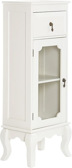 Premier Housewares White Sideboard Storage Cabinet Mdf Glass Display Cabinets With Glass Doors Ivory Finish Living Room Cabinet H98xw36xd25 Amazon Co Uk Kitchen Home