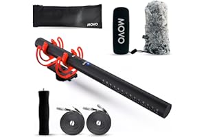 Movo X3-II 11-inch XLR Shotgun Mic for Camera - Supercardioid Condenser Shotgun Mic for DSLR, Content Creation, Video, and Filmmaking - Directional Boom Mic with Rycote Shockmount, Grip