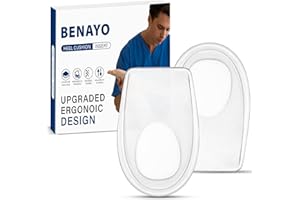 BENAYO 2Pairs Plantar Fasciitis Heel Cups,Shock Absorption Orthotic Inserts,Heel Cushions for Plantar Fasciitis,Heel Pain,Heel Spur,Achilles Tendon,Heel Lifts for Relieves Foot Pressure & Tired Achy Feet.