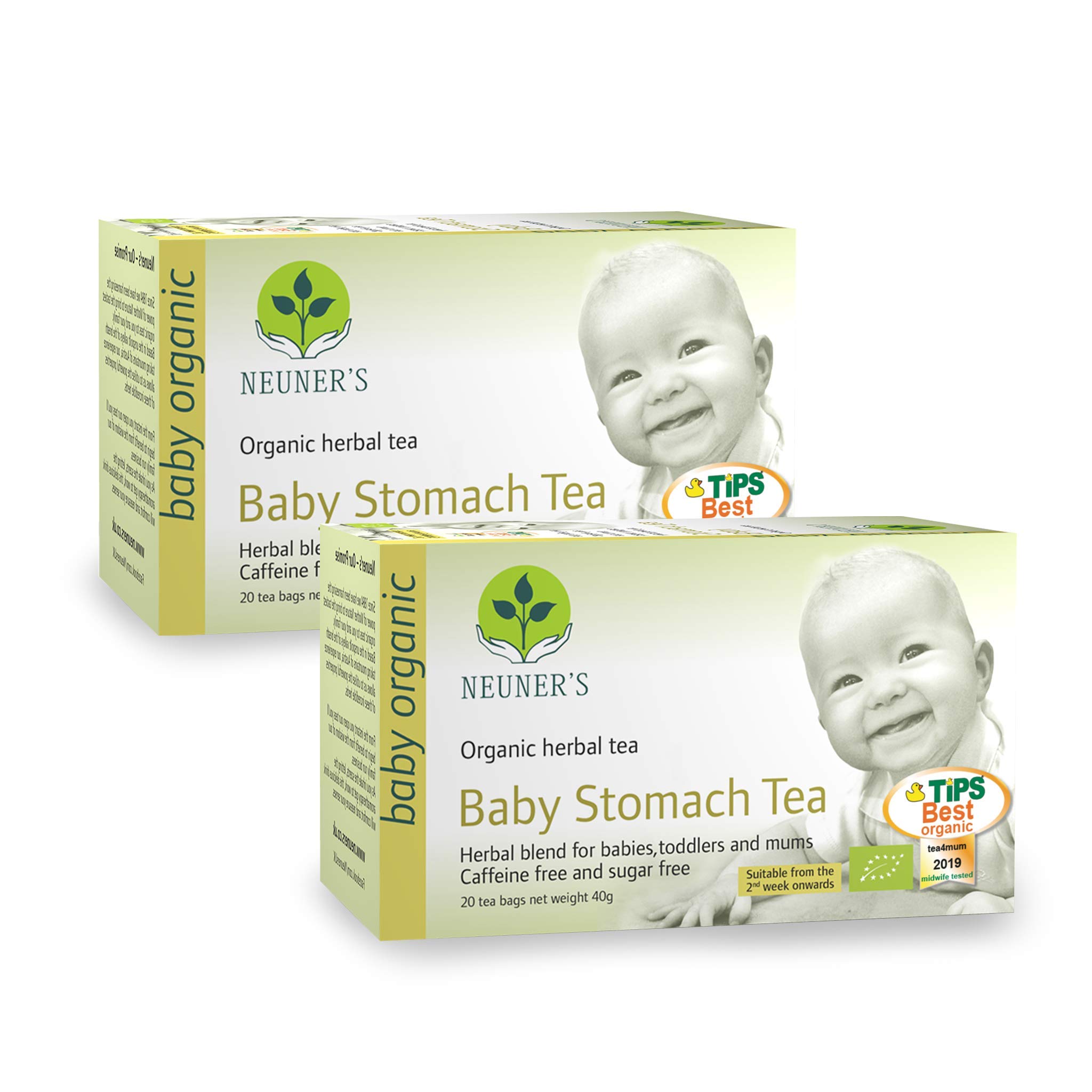 Neuener's | Organic Baby Stomach Tea | For Babies, Toddlers and Mums | 2 x 20 Tea Bags (Pack of 2)