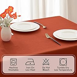 MIULEE Burnt Orange Thick Polyester Linen Rectangle