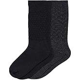 HUE Women's Merino Wool Blend Crew Boot Breathable Natural Temperature Regulating Moisture Wicking Athletic Socks 2 Pair Pack