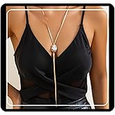 Doubnine Elegant Pearl Drop Gold Chain Necklace, Long Y-Style Statement Pendant, Fashion Jewelry for Women