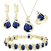 GZWHD Jewelry Set for Women Water Drop Cubic Zirconia Artificial Crystal Earrings Pendant Necklace Open Ring Tennis Bracelet Wedding Anniversary Birthday Engagement Gift for Bridesmaid Wife Girlfriend Friend