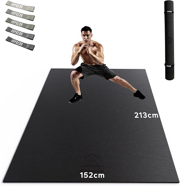HAPBEAR Yogamatte XXL- Extra Groß Breit Sportmatte Fitnessmatte Rutschfest 213cm x 152cm/183cm x 122cm x 8mm Dicke, Hoher Dichte Ultra Haltbar PVC, Gymnastikmatte Schuhfreundlich