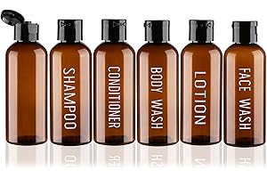 Wowang Travel Bottles for Toiletries 6 Pack 3.4oz Travel Size Containers TSA Approved Leak Proof Travel Shampoo and Conditioner Bottles Plastic Squeeze BottlesTravel Essentials Accessories(Brown)