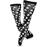 Fun Novelty Halloween Party Socks Crew Lowcut Knee High 9-11 Multipair Silly Ghost Boo Hunted House Spider Web