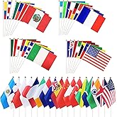 100 World Cup Countries International Flags of the World Mini Hand Held Flags Stick for Sports Events Festivals Decorations 2026 Nations Small Banner on Stick National Day Celebration 5x8 Inch
