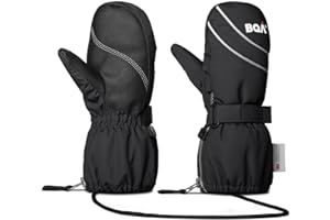 BQA Kids Ski Mittens Toddler Winter Snow Thinsulate Waterproof Mittens with String for Boys Girls