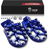 MZS Dirt Bike Foot Pegs for YZ65 YZ125 YZ250 YZ125X YZ250FX YZ450F WR450F | fits YZ85 YZ250F YZ450FX YZ426F WR250F YZ250X, Blue CNC Aluminum Skeleton Grid Wide MX Footpeg, Non-Slip Stainless Steel Pins